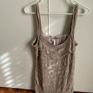 Tan and lace tank top